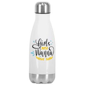 Girls Just Wanna Have Sun Summer Beach Life Stainless Steel Insulated Water Bottle