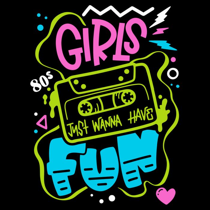 Girls Just Wanna Have Fun Nostalgia 1980s Ladies Long Sleeve Shirt