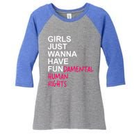 Girls Just Wanna Have Fundamental Rights Women's Tri-Blend 3/4-Sleeve Raglan Shirt