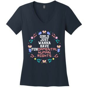 Girls Just Want To Have Fundamental Rights Women's V-Neck T-Shirt