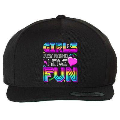 Girl Just Wanna Have Fun Awesome 70_s 80_s 90_s 1980s Wool Snapback Cap