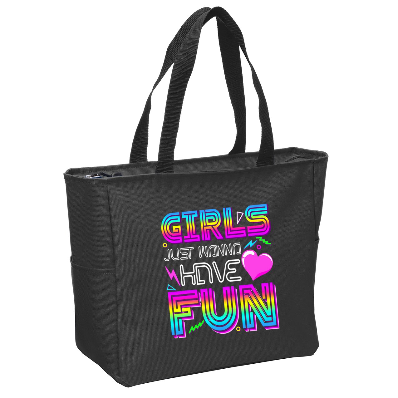 Girl Just Wanna Have Fun Awesome 70_s 80_s 90_s 1980s Zip Tote Bag