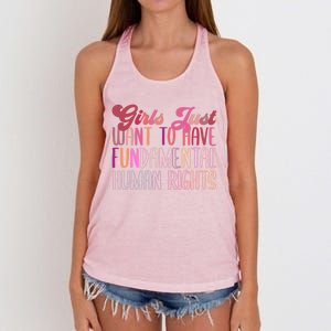 Girls Just Want To Have Fundamental Rights Meaningful Gift Women's Knotted Racerback Tank