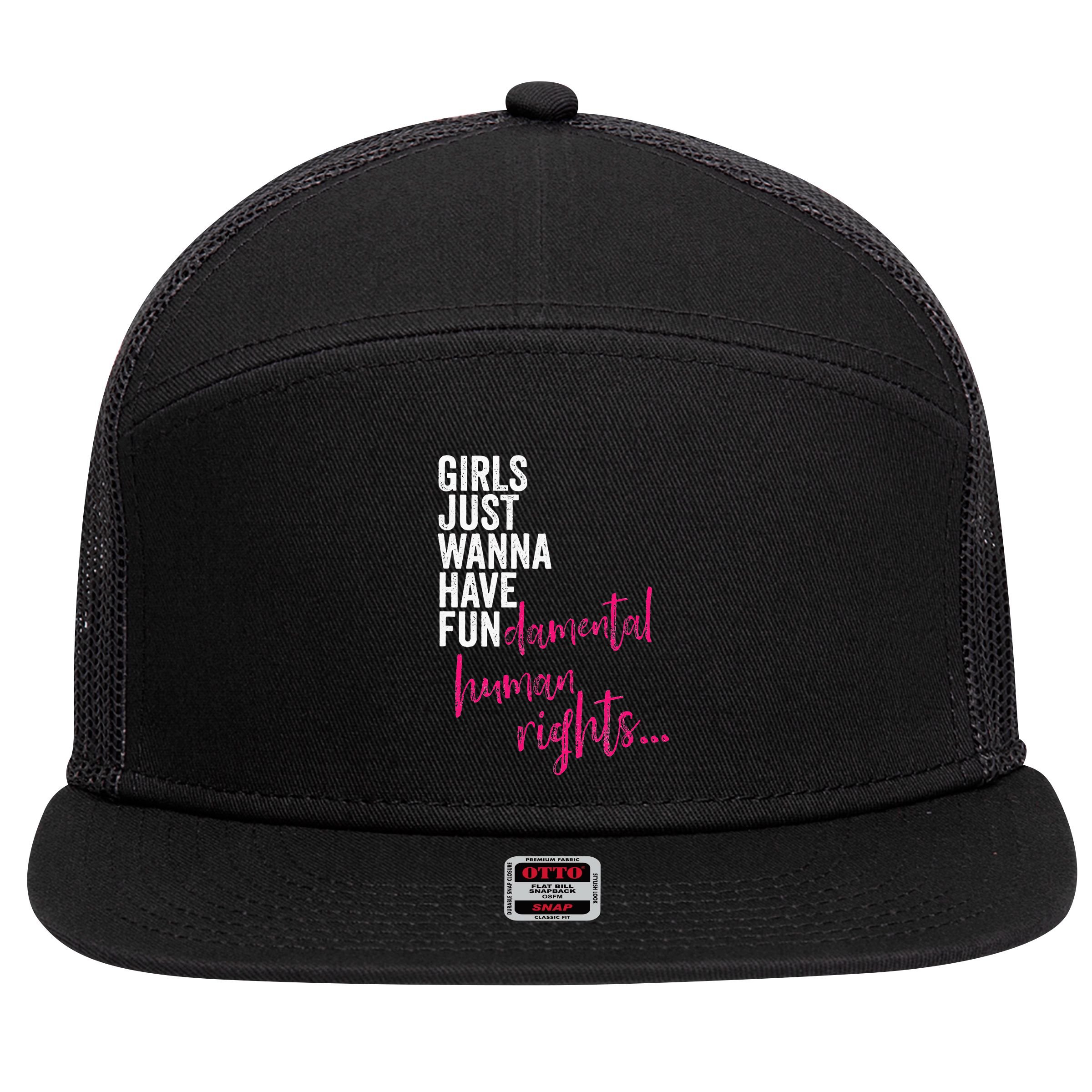 Girls Just Wanna Have Fundamental Rights Feminist 7 Panel Mesh Trucker Snapback Hat