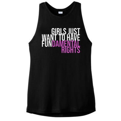 Girls Just Wanna Have Fundamental Rights Feminist Ladies PosiCharge Tri-Blend Wicking Tank