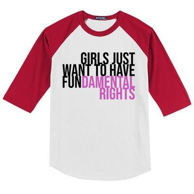 Girls Just Wanna Have Fundamental Rights Feminist Kids Colorblock Raglan Jersey