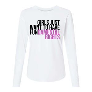 Girls Just Wanna Have Fundamental Rights Feminist Womens Cotton Relaxed Long Sleeve T-Shirt