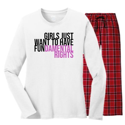 Girls Just Wanna Have Fundamental Rights Feminist Women's Long Sleeve Flannel Pajama Set 