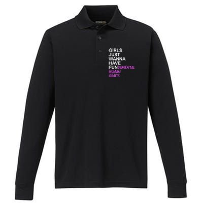 Girls Just Wanna Have Fundamental Rights Gift For Her Performance Long Sleeve Polo