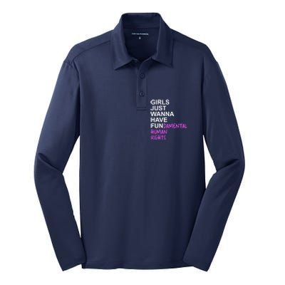 Girls Just Wanna Have Fundamental Rights Gift For Her Silk Touch Performance Long Sleeve Polo