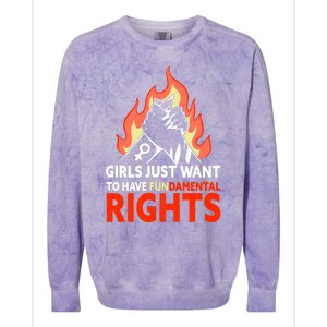 Girls Just Want To Have Fundamental Rights Feminist Gift Colorblast Crewneck Sweatshirt