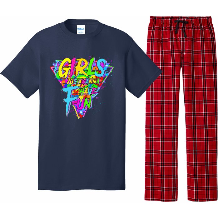 Girl Just Wanna Fun 80s 1980s Nostalgia Pajama Set