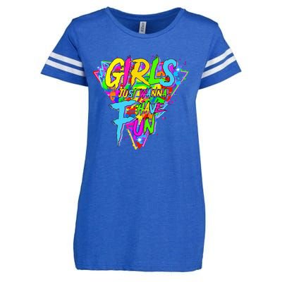 Girl Just Wanna Fun 80s 1980s Nostalgia Enza Ladies Jersey Football T-Shirt