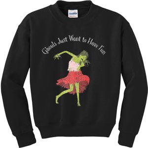 Ghouls Just Want to Have Fun 80's zombie dancing Kids Sweatshirt