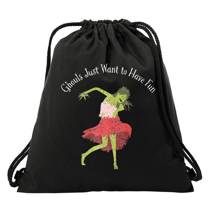 Ghouls Just Want to Have Fun 80's zombie dancing Drawstring Bag
