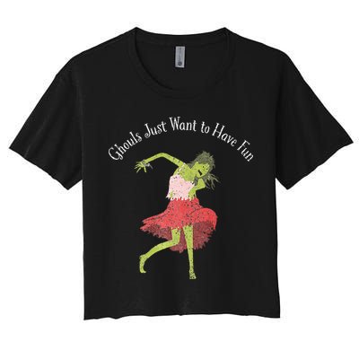 Ghouls Just Want to Have Fun 80's zombie dancing Crop Top
