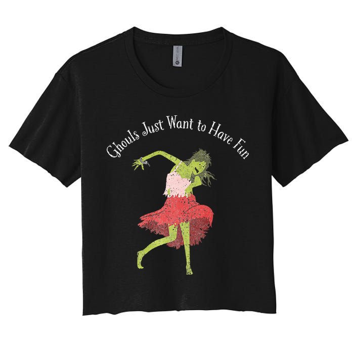 Ghouls Just Want to Have Fun 80's zombie dancing Crop Top