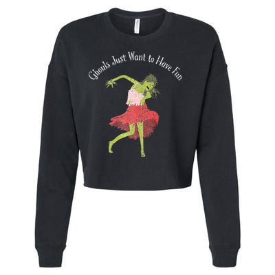 Ghouls Just Want to Have Fun 80's zombie dancing Cropped Pullover Crew