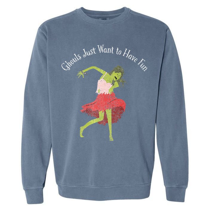 Ghouls Just Want to Have Fun 80's zombie dancing Garment-Dyed Sweatshirt