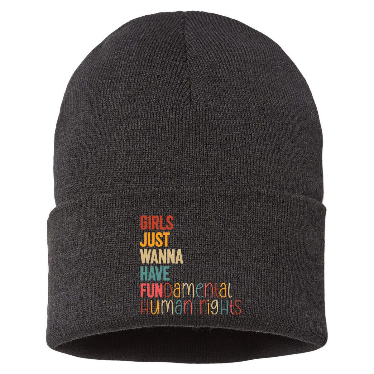 Girl Just Wanna Have Fundamental Human Rights Women Rights Sustainable Knit Beanie