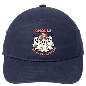 Ghouls Just Wanna Have Fun Cute Ghosts Retro Halloween 7-Panel Snapback Hat