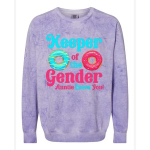 Gender Keeper Auntie funny Donuts Lover Gender Reveal Idea Colorblast Crewneck Sweatshirt