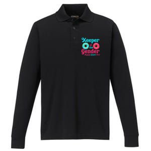 Gender Keeper Auntie funny Donuts Lover Gender Reveal Idea Performance Long Sleeve Polo