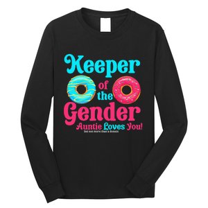 Gender Keeper Auntie funny Donuts Lover Gender Reveal Idea Long Sleeve Shirt