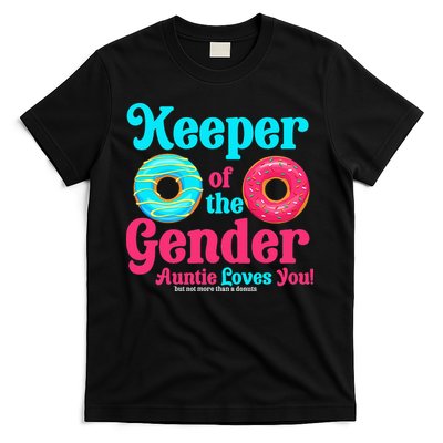 Gender Keeper Auntie funny Donuts Lover Gender Reveal Idea T-Shirt