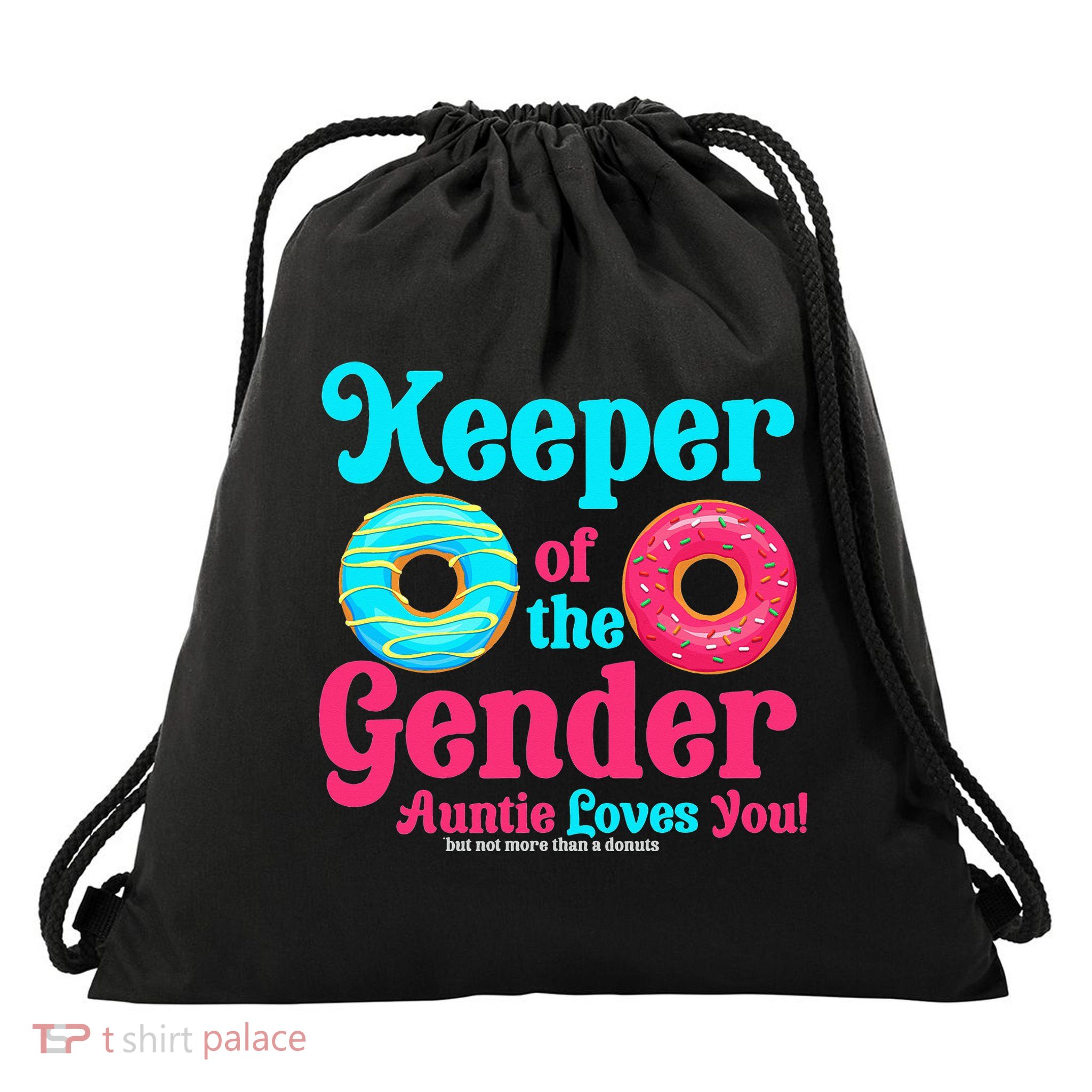 Gender Keeper Auntie funny Donuts Lover Gender Reveal Idea Drawstring Bag