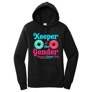 Gender Keeper Auntie funny Donuts Lover Gender Reveal Idea Women's Pullover Hoodie