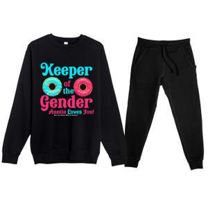 Gender Keeper Auntie funny Donuts Lover Gender Reveal Idea Premium Crewneck Sweatsuit Set