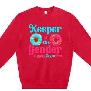 Gender Keeper Auntie funny Donuts Lover Gender Reveal Idea Premium Crewneck Sweatshirt