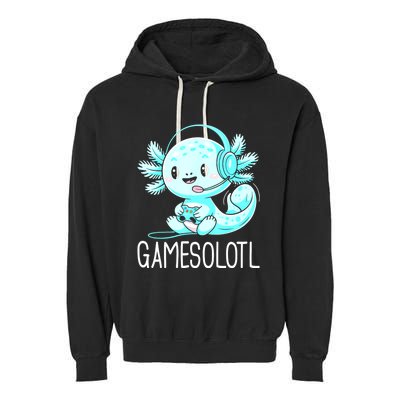 Gamesolotl Kawaii Axolotl Gamer Anime Design Garment-Dyed Fleece Hoodie