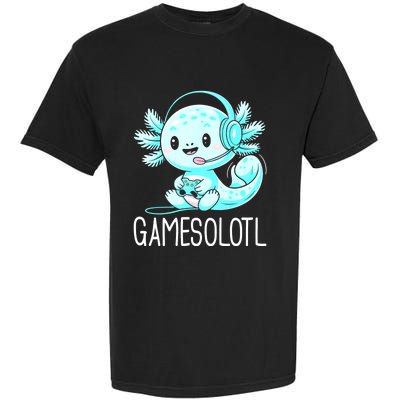 Gamesolotl Kawaii Axolotl Gamer Anime Design Garment-Dyed Heavyweight T-Shirt