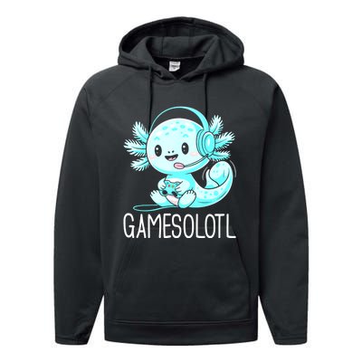 Gamesolotl Kawaii Axolotl Gamer Anime Design Performance Fleece Hoodie