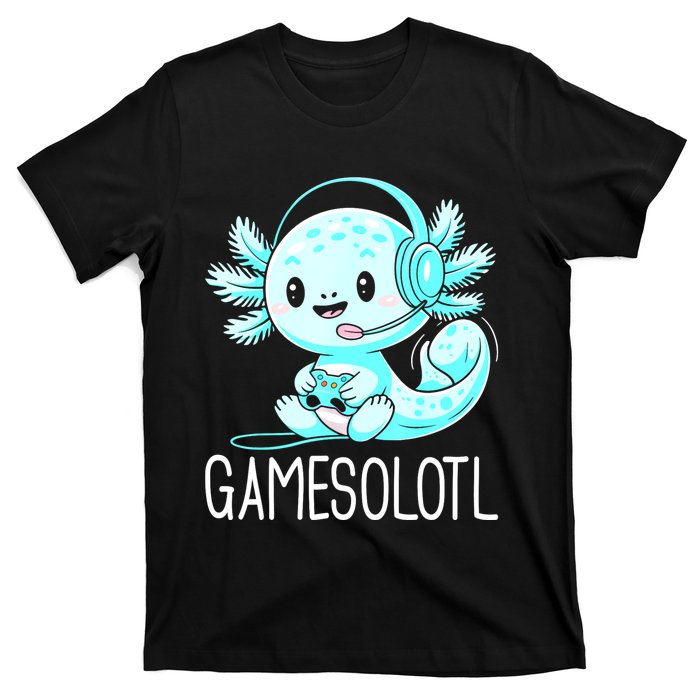 Gamesolotl Kawaii Axolotl Gamer Anime Design T-Shirt