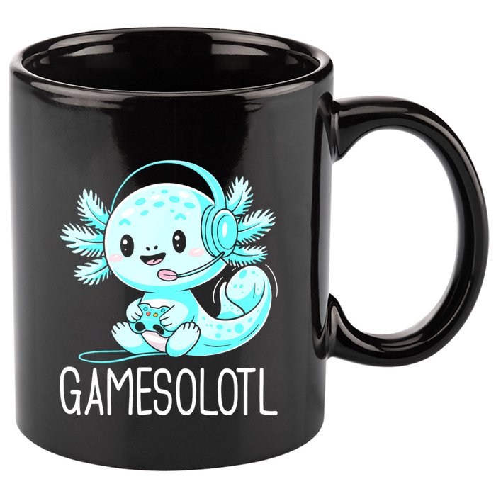 Gamesolotl Kawaii Axolotl Gamer Anime Design 11oz C Handle Ceramic Mug