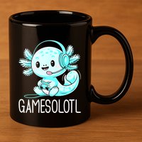 Gamesolotl Kawaii Axolotl Gamer Anime Design 11oz C Handle Ceramic Mug
