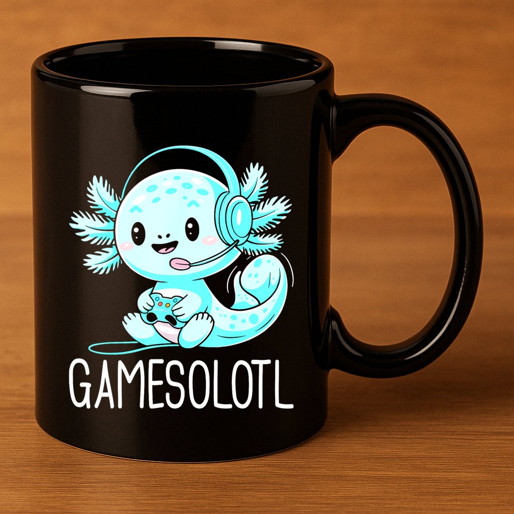 Gamesolotl Kawaii Axolotl Gamer Anime Design 11oz C Handle Ceramic Mug
