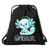 Gamesolotl Kawaii Axolotl Gamer Anime Design Drawstring Bag