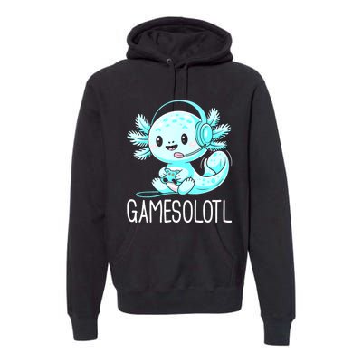 Gamesolotl Kawaii Axolotl Gamer Anime Design Premium Hoodie