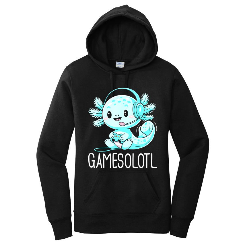 Gamesolotl Kawaii Axolotl Gamer Anime Design Women's Pullover Hoodie