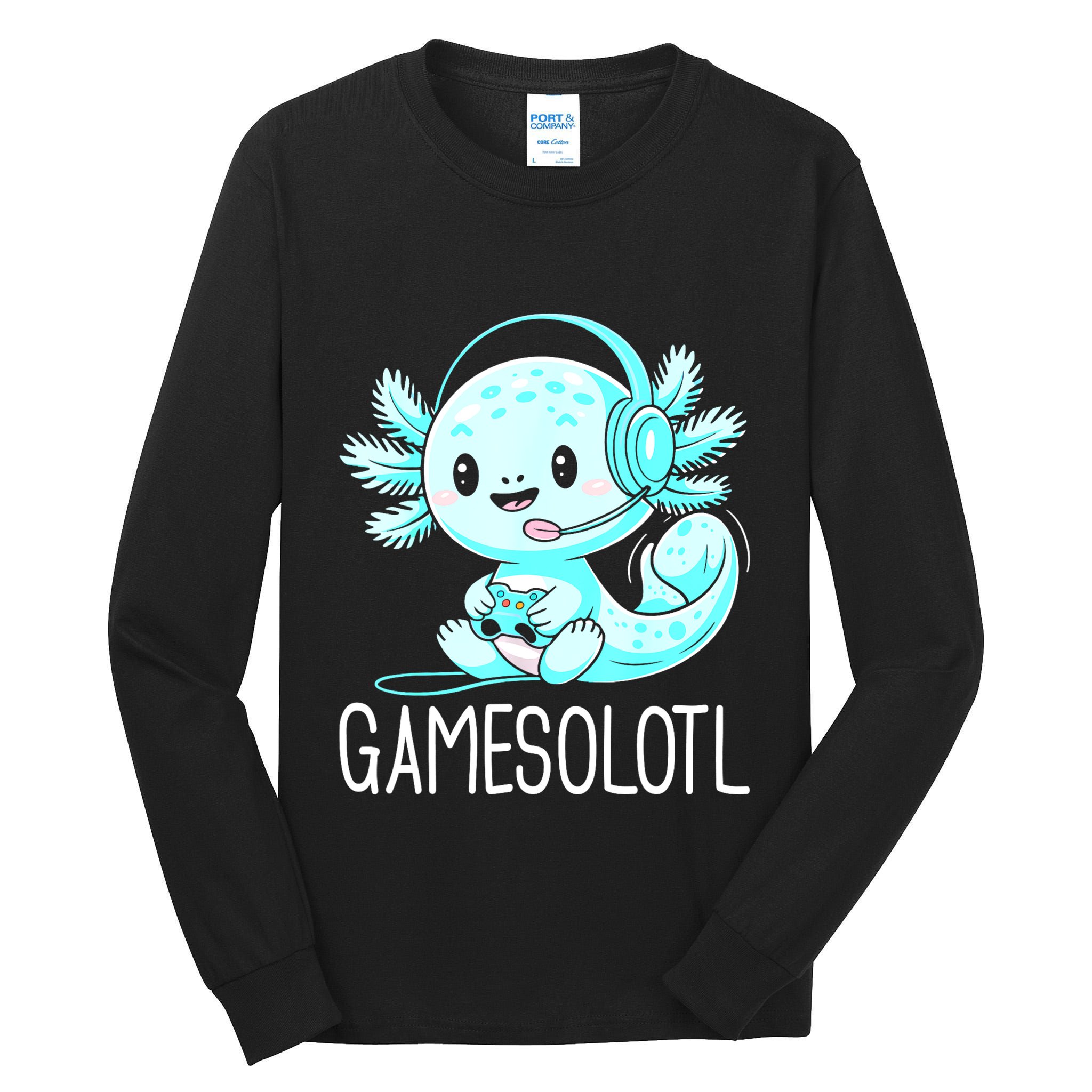 Gamesolotl Kawaii Axolotl Gamer Anime Design Tall Long Sleeve T-Shirt
