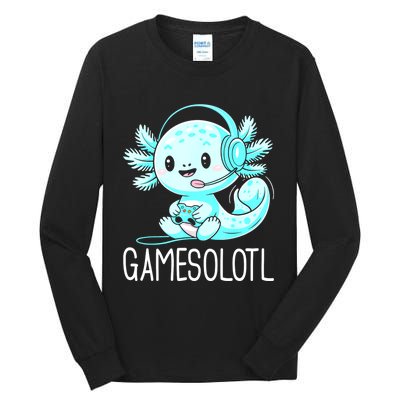 Gamesolotl Kawaii Axolotl Gamer Anime Design Tall Long Sleeve T-Shirt