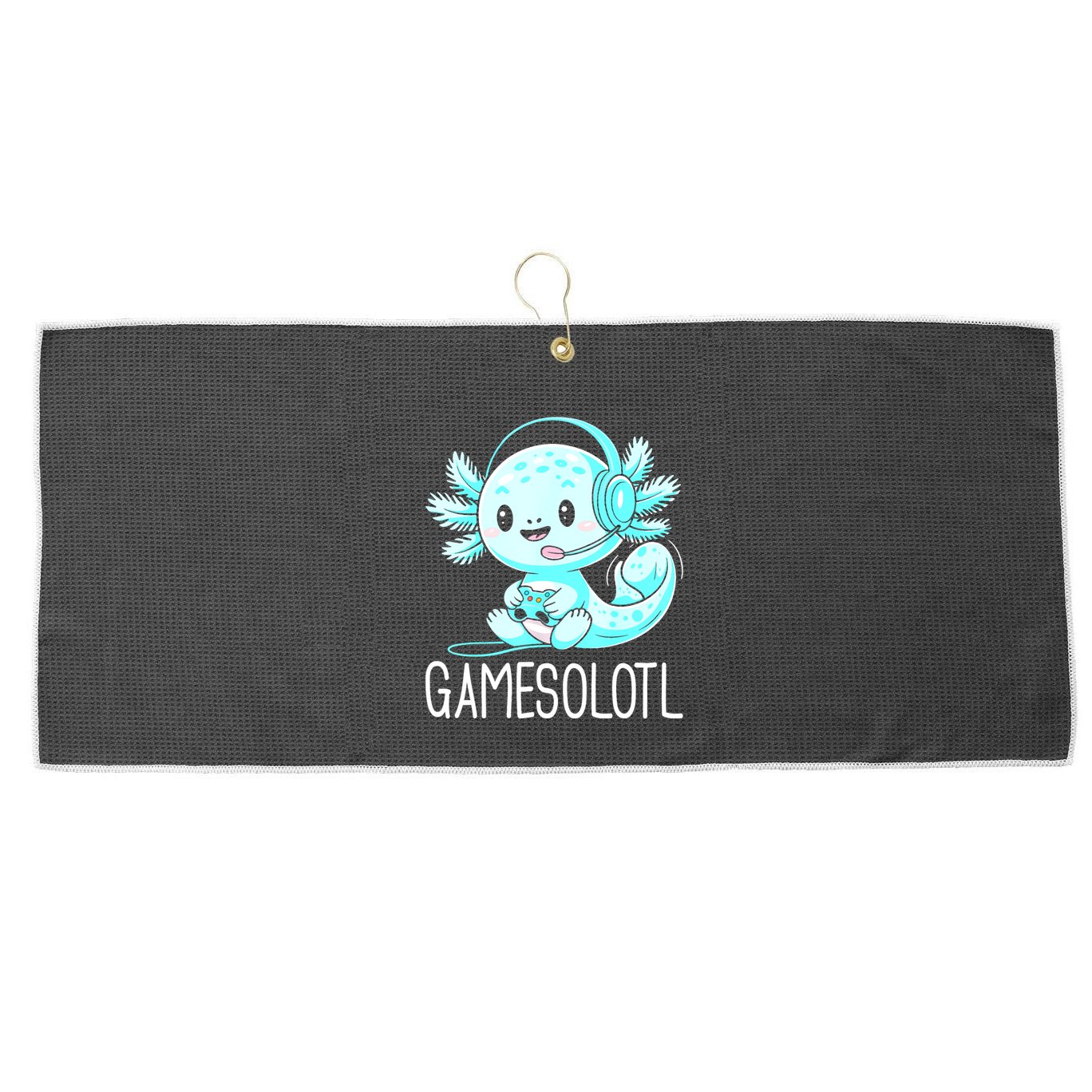 Gamesolotl Kawaii Axolotl Gamer Anime Design Large Microfiber Waffle Golf Towel