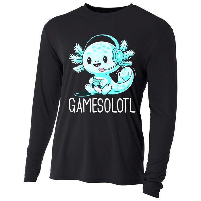 Gamesolotl Kawaii Axolotl Gamer Anime Design Cooling Performance Long Sleeve Crew