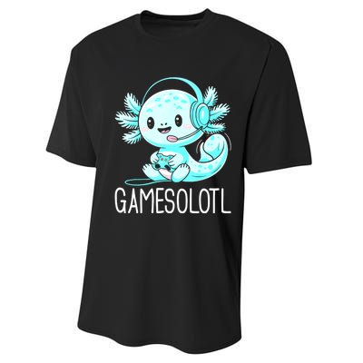 Gamesolotl Kawaii Axolotl Gamer Anime Design Performance Sprint T-Shirt