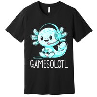 Gamesolotl Kawaii Axolotl Gamer Anime Design Premium T-Shirt