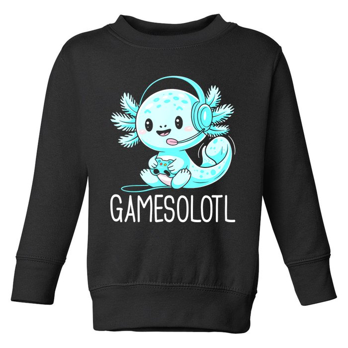 Gamesolotl Kawaii Axolotl Gamer Anime Design Toddler Sweatshirt